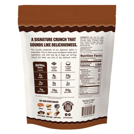 Rip Van Wafels Dark Chocolate Creme Filled Wafers, Vegan, Low Sugar