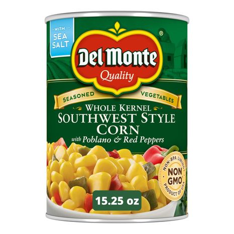 Del Monte Whole Kernel Southwest Style Corn with Poblano & Red Peppers