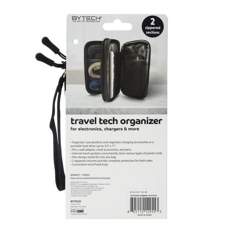 Bytech Travel Tech Phone Organizer, Large - Black
