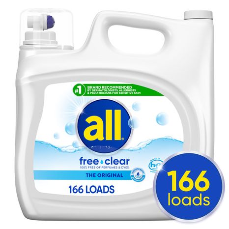 All Liquid Laundry Detergent Free Clear for Sensitive Skin, 250 Ounce, 166 Loads
