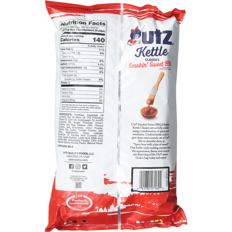 Utz Potato Chips, Kettle Classics, Smokin Sweet BBQ