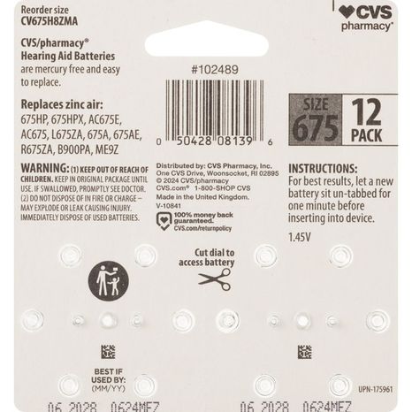 CVS Health Hearing Aid Batteries, Size 675