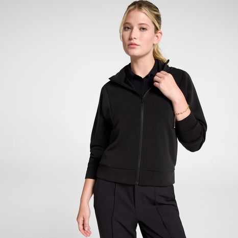 CALIA Women's Sandwash Scuba Full Zip Golf Jacket, XXL - Pure Black