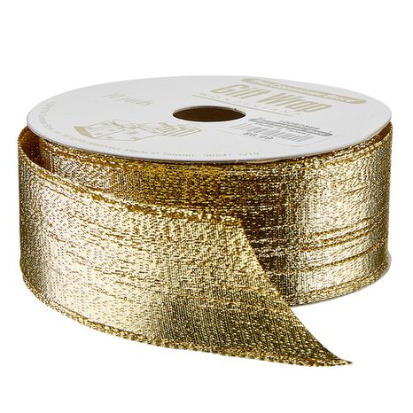 The Container Store Wonderland Wired Metallic Ribbon - Lame Gold - 1-1/2"