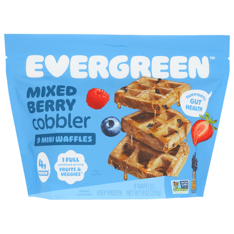 Evergreen Mixed Berry Berry Cobbler, Frozen, Mini Waffles