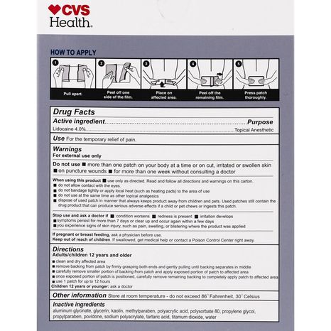 CVS Health Lidocaine Pain Relieving Patches, Maximum Strength, Unscented