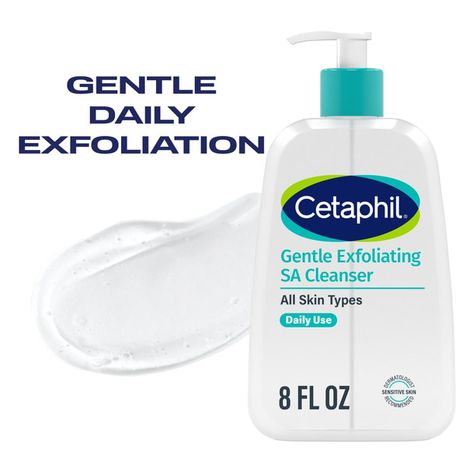 Cetaphil Gentle Exfoliating SA Cleanser, Foaming Gel Cleanser for All Skin Types, 8 Fl Oz Pump Bottle, Salicylic Acid, Mandelic Acid & Gluconolactone, Gently Exfoliates, Dermatologist Recommended Brand