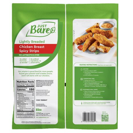 Just Bare Lightly Breaded Chicken Breast Spicy Strips