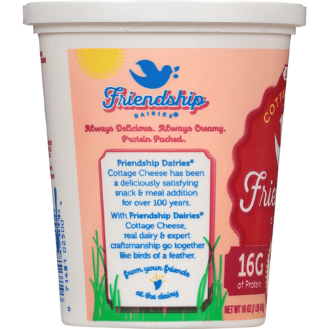 Friendship Dairies Cottage Cheese, Low Fat, No Salt Added, Small Curd, 1% Milkfat