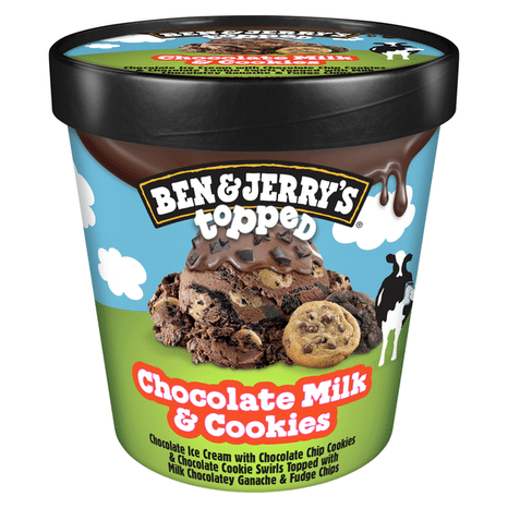 Ben & Jerry's Ice Cream Chocolate Milk & Cookies Topped
