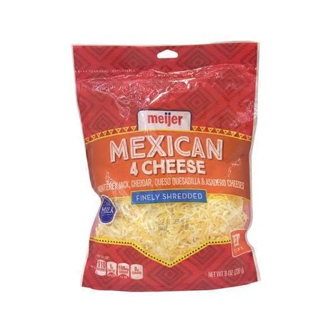 Meijer Mexican 4 Cheese Monterey Jack Cheddar Queso Quesadilla & Asadero Finely Shredded Cheeses