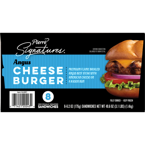 Pierre Signatures Angus Beef Cheeseburgers, 8 Count (Frozen)
