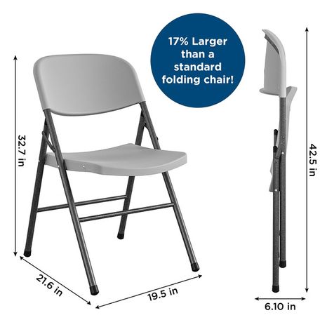 COSCO Indoor or Outdoor Standing Folding Chair With Solid Seat - Gray