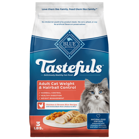 BLUE Wilderness Food for Cats, Natural, Indoor Hairball & Weight Control, Adult, Chicken & Brown Rice Recipe