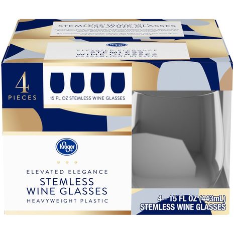 Kroger 15 Ounce Clear Stemless Wine Glasses