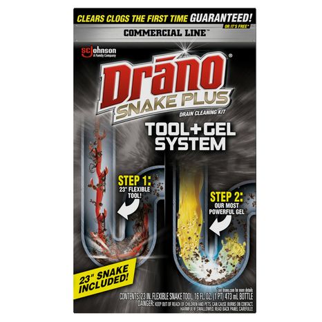 Drano Snake Plus Drain Cleaning Kit Tool + Gel System, Commercial Line