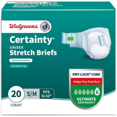 Walgreens Small to Medium Certainty Unisex Stretch Briefs