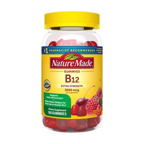Nature Made Vitamin B12, Extra Strength, 3000 mcg, Gummies, Cherry & Mixed Berry