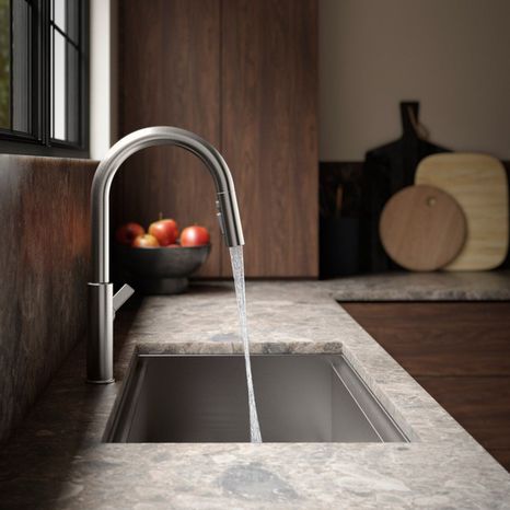 Kohler Rodean Stainless Steel Kitchen Sink Faucet, No Sensor