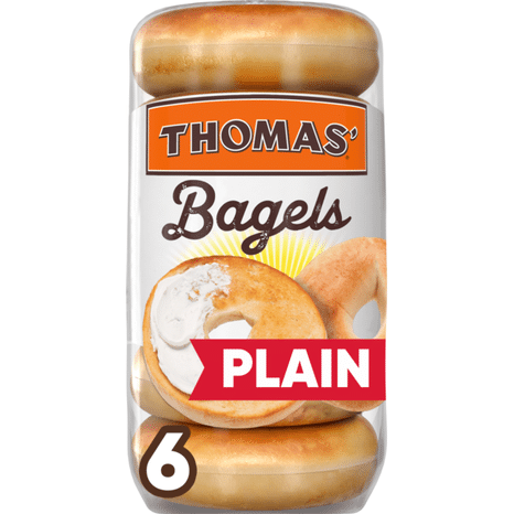 Thomas’ 6 ct, Plain, Bagels, 10g Protein, Kosher, Bagels, 20 oz