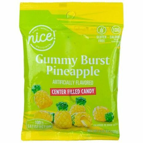 Nice! Gummy Burst Pineapple Center Filled Candy
