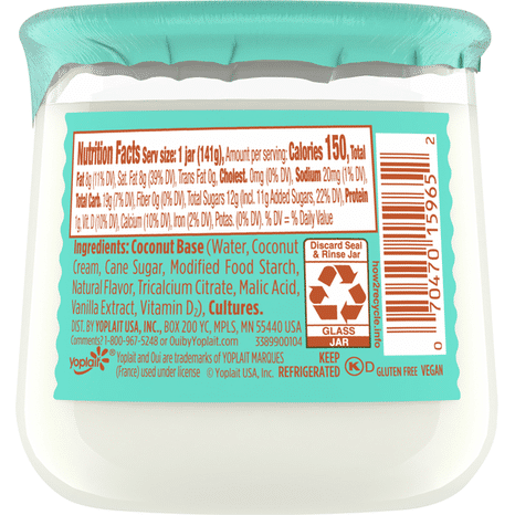 Oui Coconut Dairy Alternative, Dairy Free, Vanilla, Blended