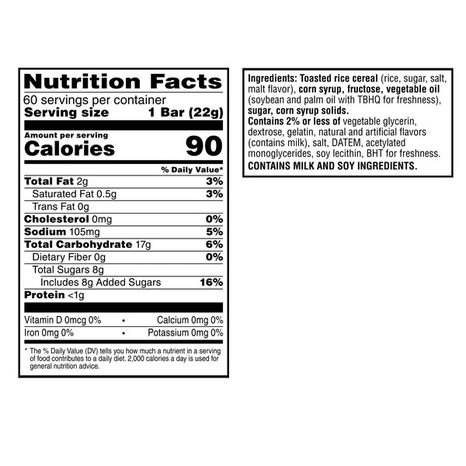 Kellogg's Rice Krispies Treats Original Crispy Marshmallow Squares Bars, 60 Count