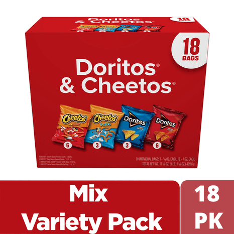 Frito Lay Doritos & Cheetos Mix Variety Pack, 18 Bags
