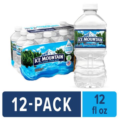 ICE MOUNTAIN Spring Water, 12-ounce plastic bottles (Pack of 12)