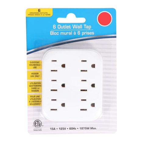 Intertek 6-Outlet Grounded Wall Tap