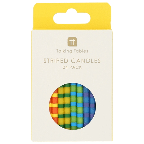 Talking Tables Inc Birthday Bash Striped Candles 24Pk + 24 Holders