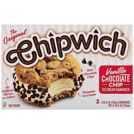 Chipwich Ice Cream Sandwich, Vanilla Chocolate Chip