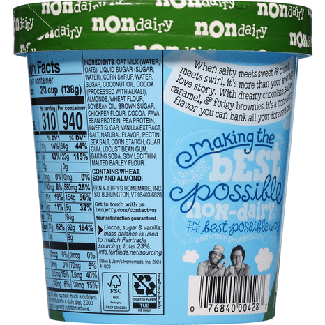 Ben & Jerry's Frozen Dessert, Non-Dairy, Chocolate Caramel Brownie