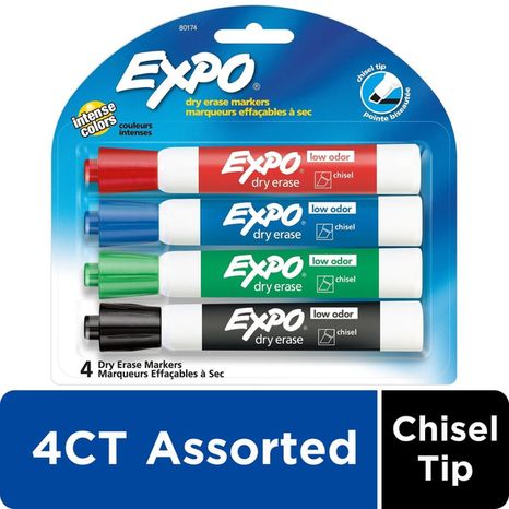 EXPO Dry Erase Markers, Assorted Ink, Low Odor