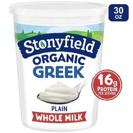 Stonyfield Organic Plain Greek Whole Milk Yogurt Container
