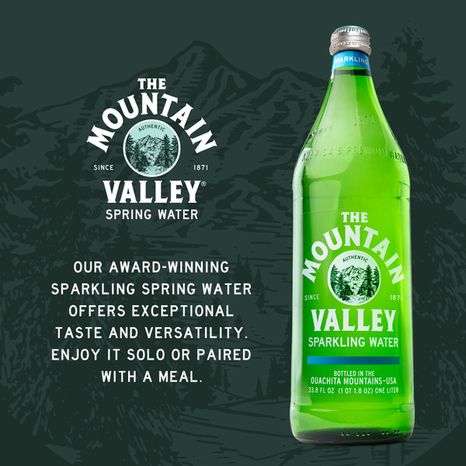 MOUNTAIN VALLEY Sparkling Spring Water Glass Bottles, 1Liter, Single