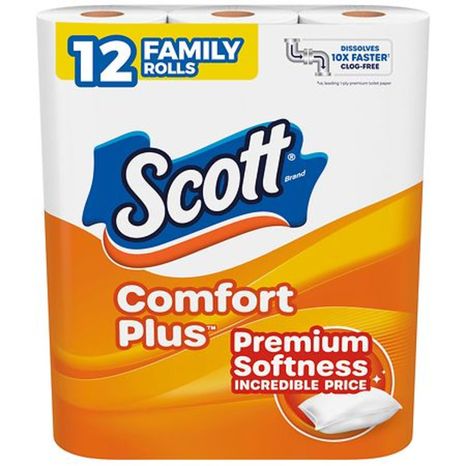 Scott ComfortPlus Toilet Paper, 1-Ply