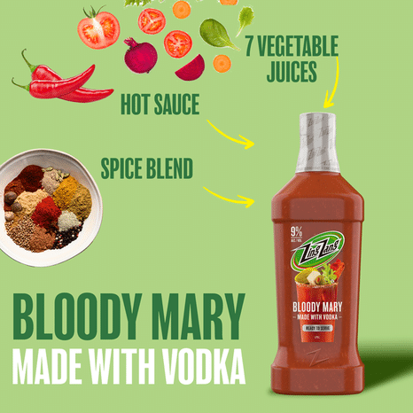 Zing Zang Bloody Mary with Vodka Cocktail, Alcoholic Ready-to-Drink Beverage
