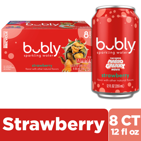 bubly Sparkling Water, Strawberry - Pack