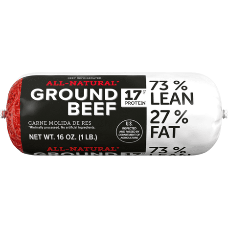 All Natural* 73% Lean/27% Fat Ground Beef Roll, 1 lb