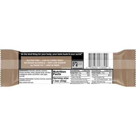 KIND Healthy Snack Bar, Madagascar Vanilla Almond, 4g Sugar | 6g Protein, Gluten Free Bars, 1.4 Oz, 1 Count