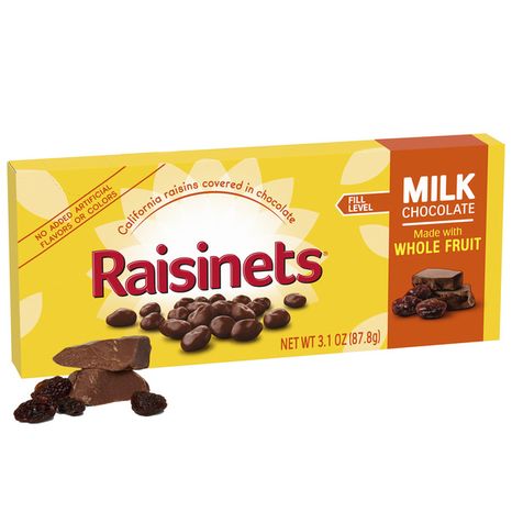Raisinets Milk Chocolate Covered Raisins Gluten-free California Movie Theater Candy Box