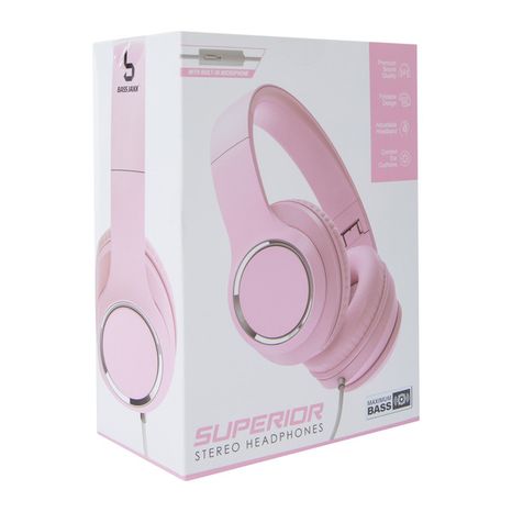 Bass Jaxx Superior Stereo Headphones With Mic - Pink