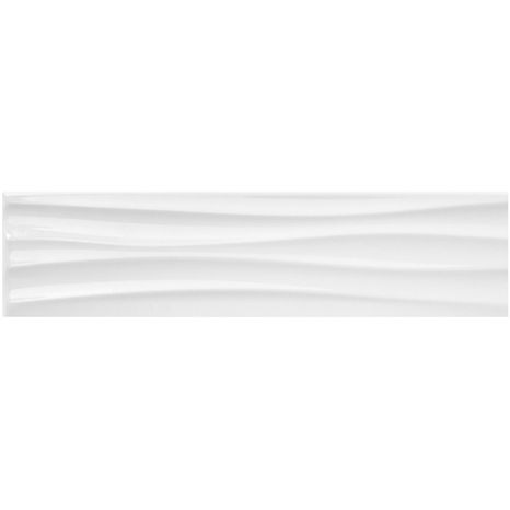 Satori 1001-0202-0 Hudson Brilliant Motion Glossy Ceramic Wall Tile - White - 4" x 16"