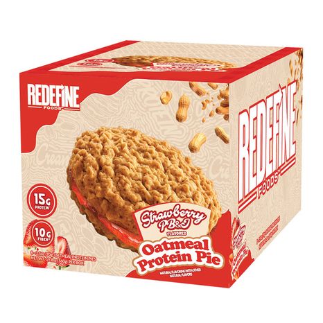 Redefine Foods Peanut Butter Strawberry Jelly Oatmeal Protein Pie