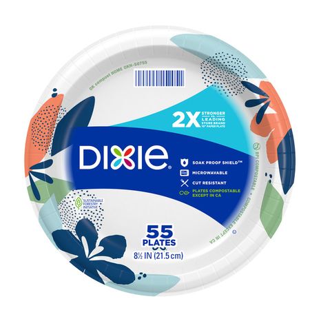 DIXIE Paper Plates, 8.5 Inch Lunch/Dinner Plate (Design May Vary)