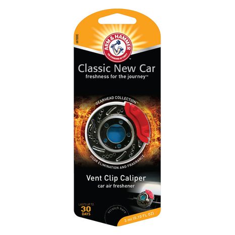 Arm & Hammer Car Air Freshener, Classic New Car, Vent Clip Caliper
