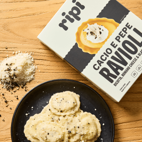 Ripi Cacio e Pepe Ravioli with Black Pepper, Romano & Parmesan Cheese