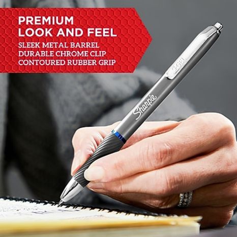 Sharpie Medium 0.7mm Metal Barrel S-Gel Pens - Black