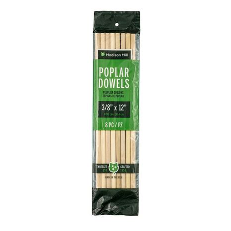 Madison Mill Round Poplar Dowel - 0.375" Diameter x 12" L